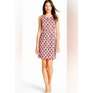 Kate Spade Womens Silk Blend Abbey Geometric Colorful Sheath Dress Size 0
